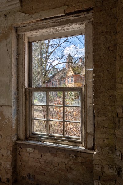 View across to a half-timbered villa