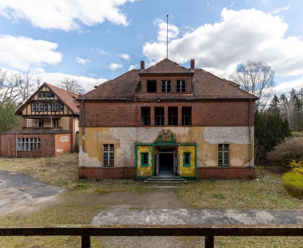 Entrance building with its green portal