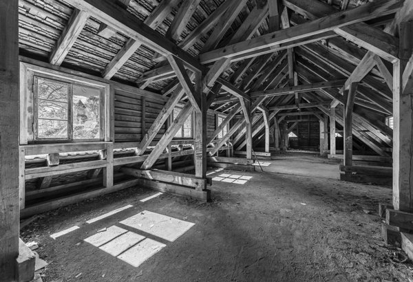 Roof timbers in the attic