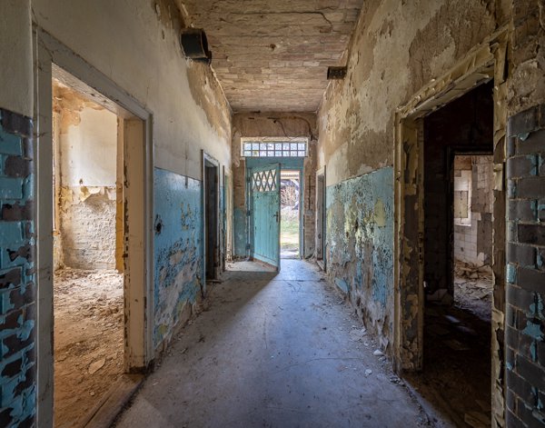 Corridor of open doors