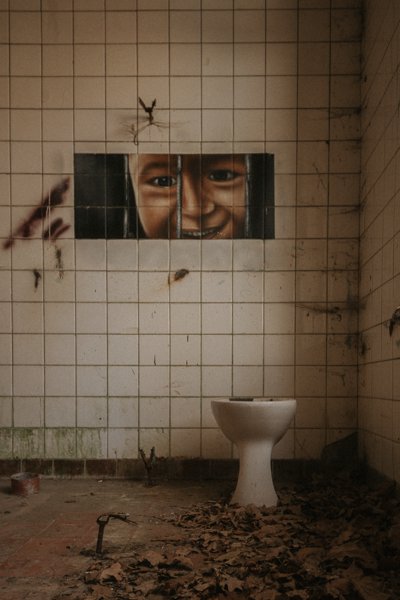 Face above the toilet