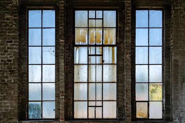 Tall factory windows
