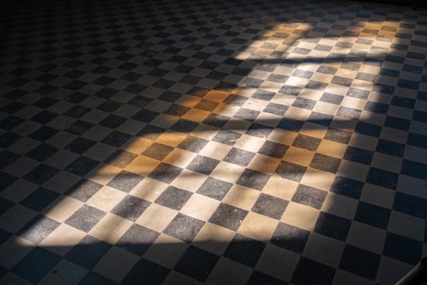 Sunlight across the tiled floor