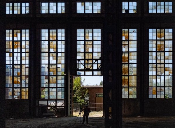 Leaded windows in the machine hall