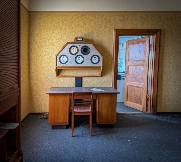 Desk beneath the instrument panel