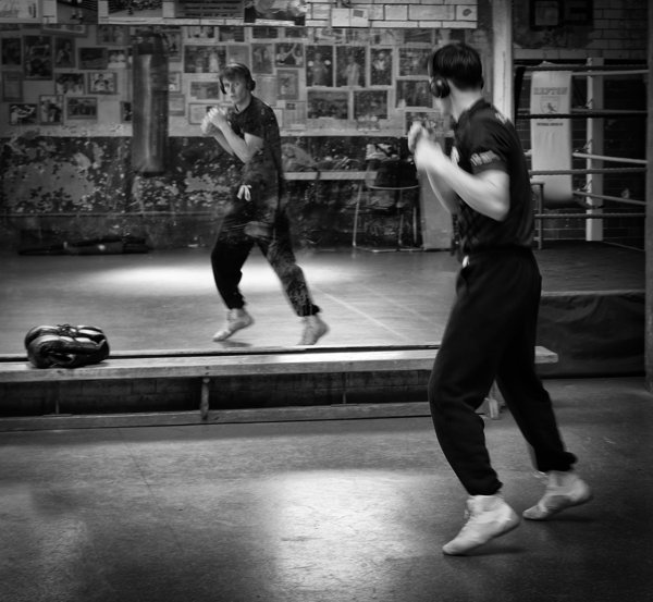 Boxer preparing