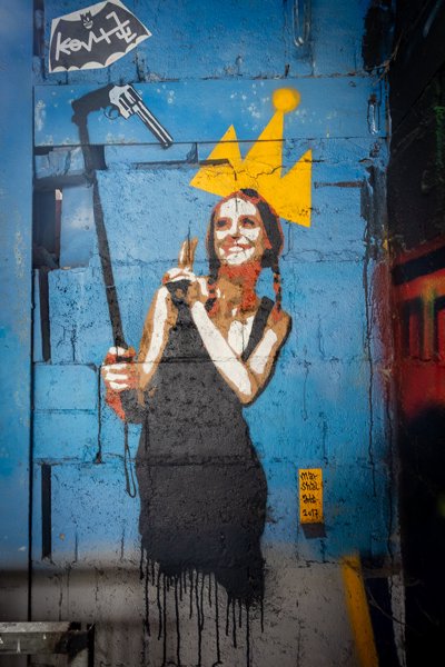 Crowned girl with a selfie stick