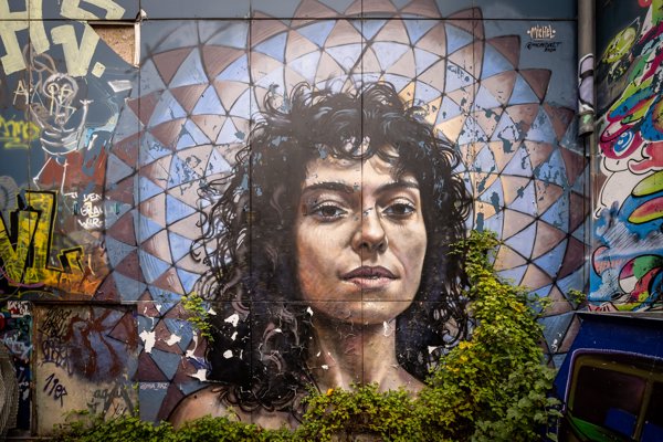 Portrait in a geometric halo
